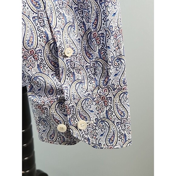 Bugatchi Shaped Fit Long Sleeve Button Down Shirt Comfort Stretch XXL Paisley - Picture 8 of 16
